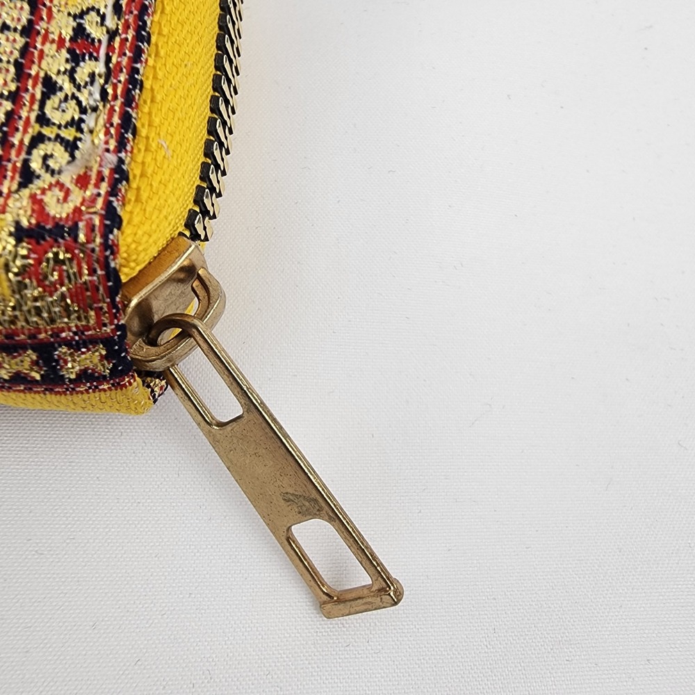 Oriental Carpet‎ Purse Clutch Zipper Yellow Red Black 4 Compartments Plus Coin - Picture 3 of 8